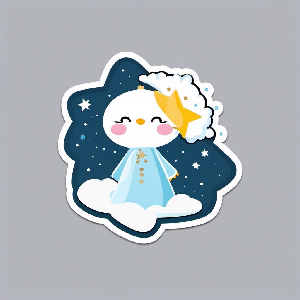 Star-shaped snow angel sticker- Heavenly and playful, , sticker vector art, minimalist design