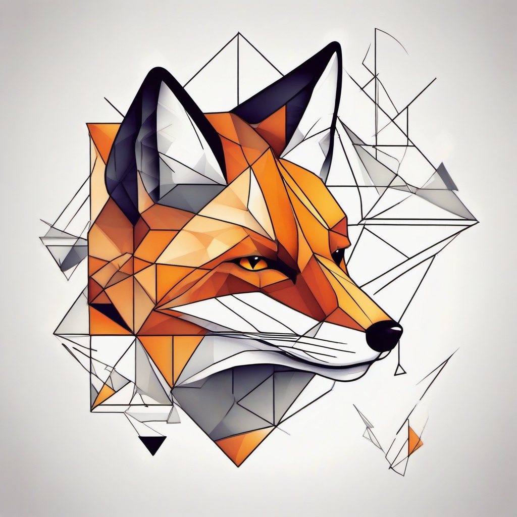 fox in geometric shapes
  ,tattoo design, white background