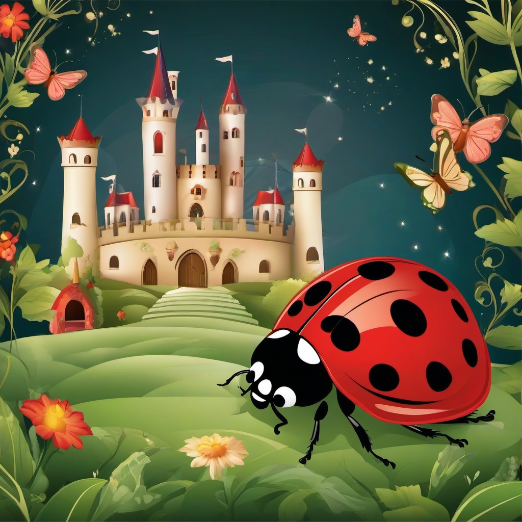 Ladybug clipart - ladybug in a whimsical fairy tale setting  