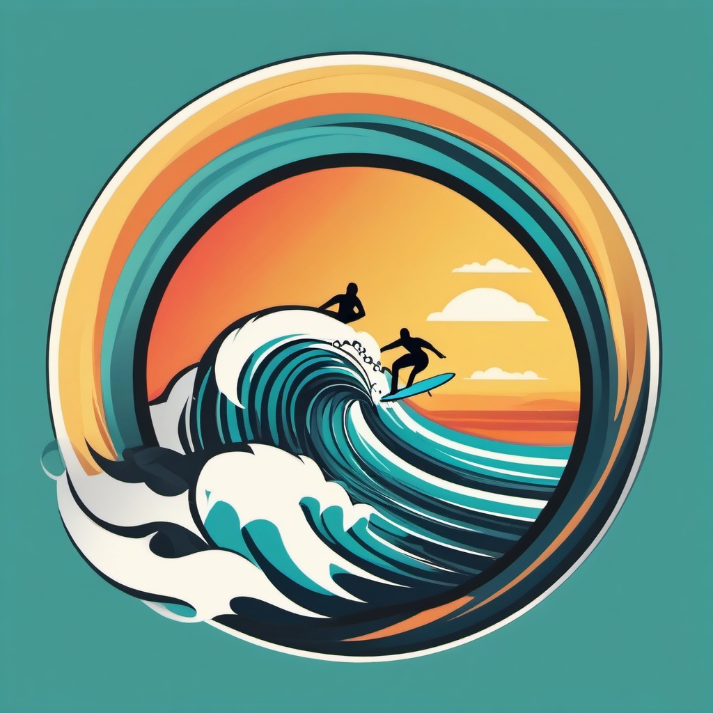 Surfer in Tube Wave Clipart - A surfer in the tube of a wave.  color vector clipart, minimal style