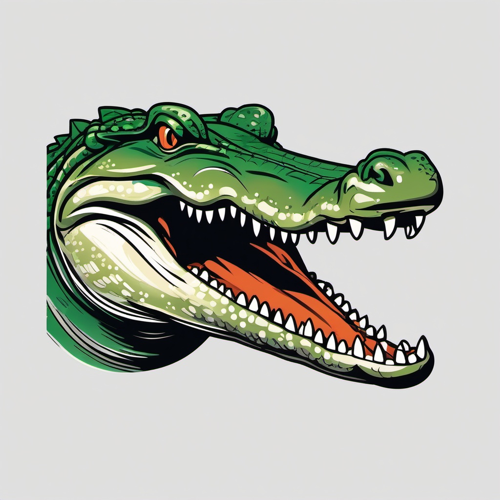 Crocodile clipart - Semi-aquatic reptile with a formidable bite, ,vector color clipart,minimal