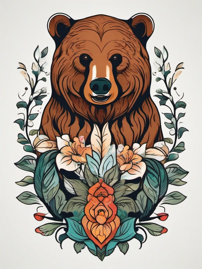 mother bear tattoo  simple vector color tattoo