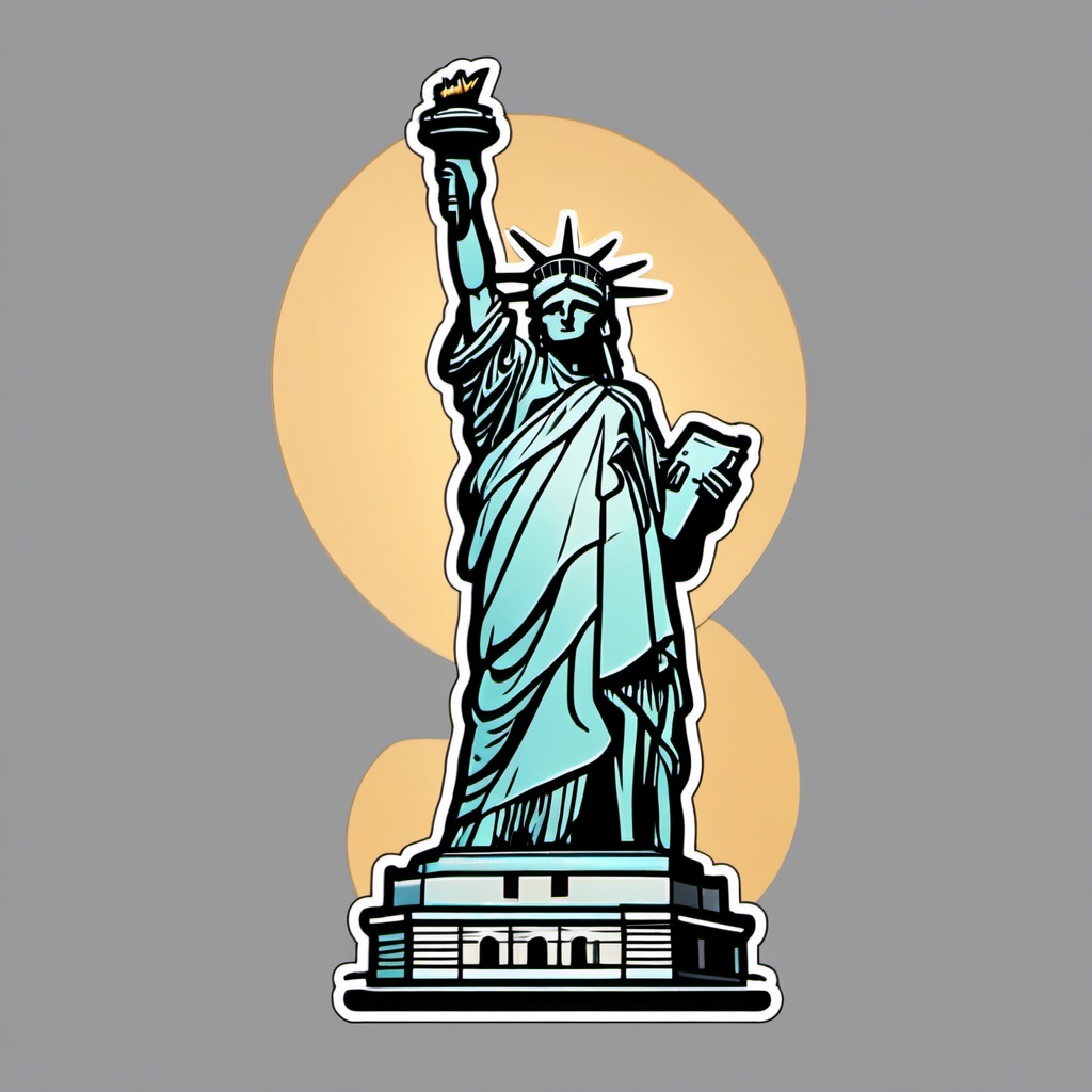 Statue of Liberty sticker- Iconic symbol of freedom and democracy, , sticker vector art, minimalist design