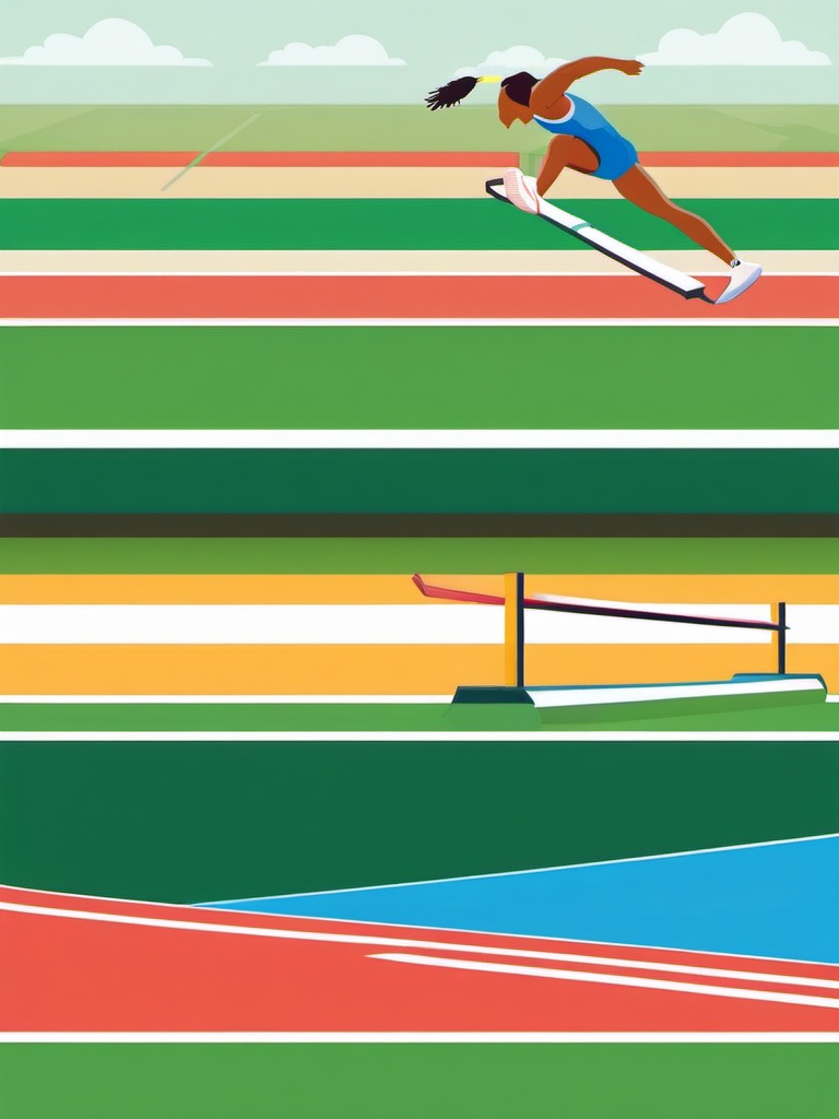 High Jump Bar and Mat Clipart - A high jump bar and landing mat in track and field.  color vector clipart, minimal style