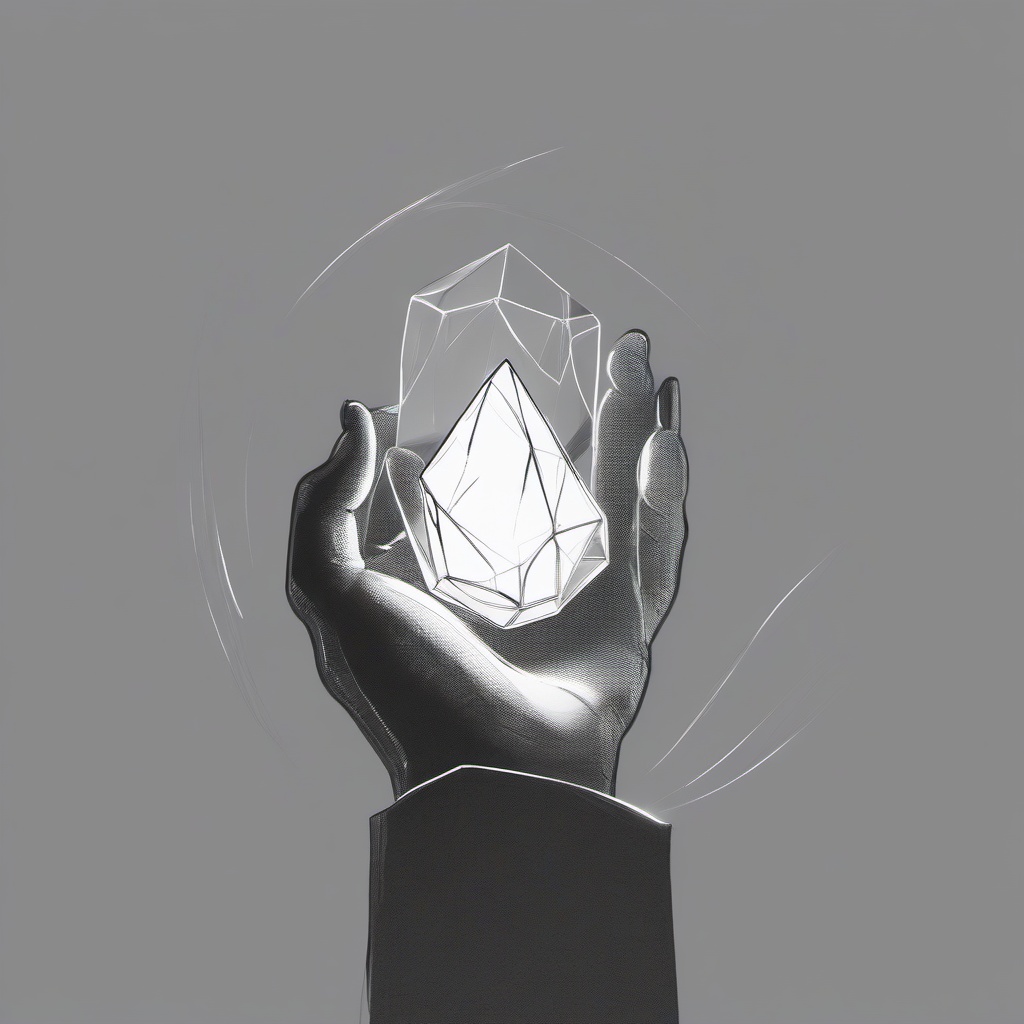 drawing of a person holding a glowing crystal  minimal rough sketch scribbles,doodles,black and white