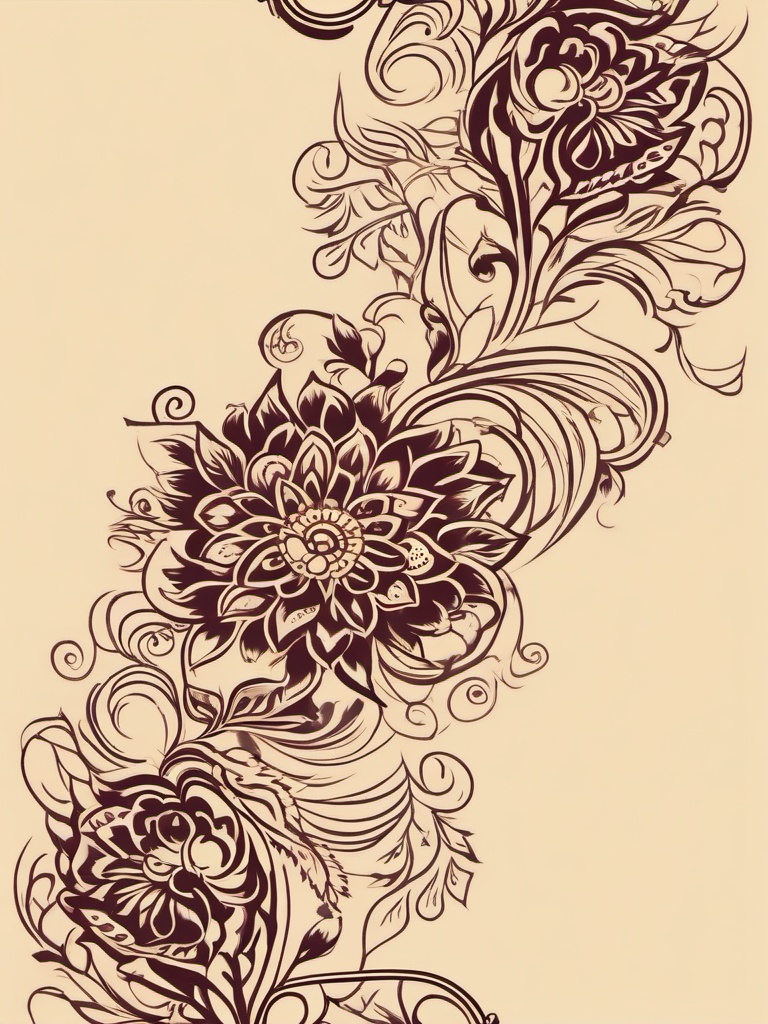 henna vine tattoo  simple vector color tattoo