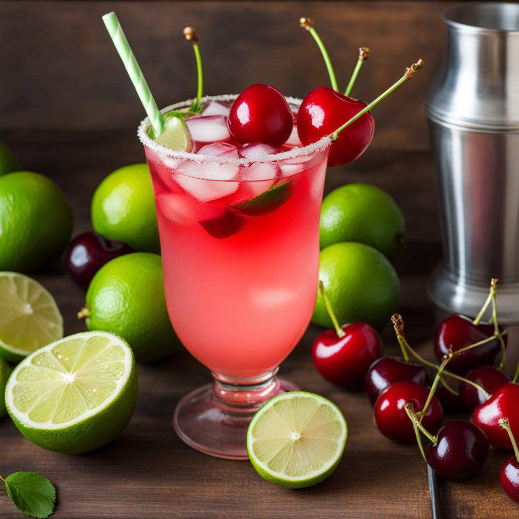 cherry limeade, a refreshing drink with cherries, limes, and soda. 