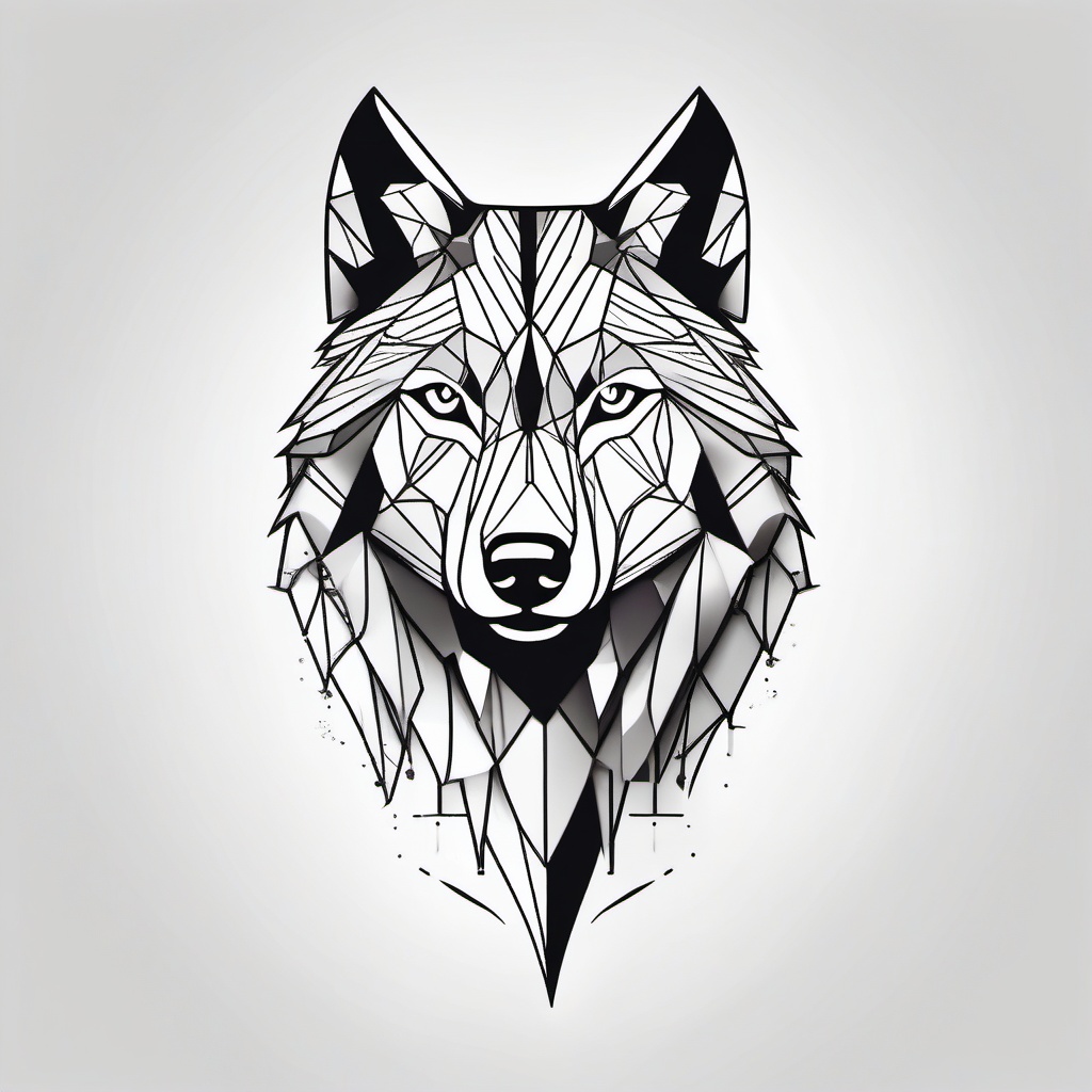 Small Geometric Wolf Tattoo - A petite and charming geometric wolf tattoo design.  simple color tattoo design,white background