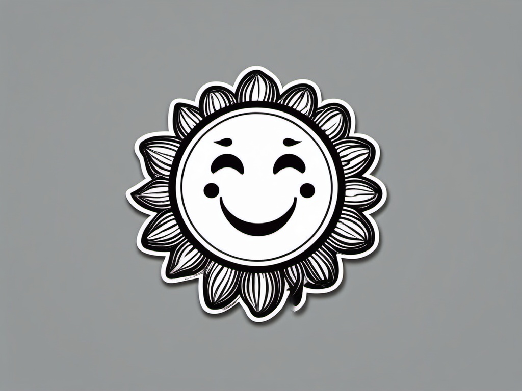 Sun Sticker - Smiling sun icon, ,vector color sticker art,minimal