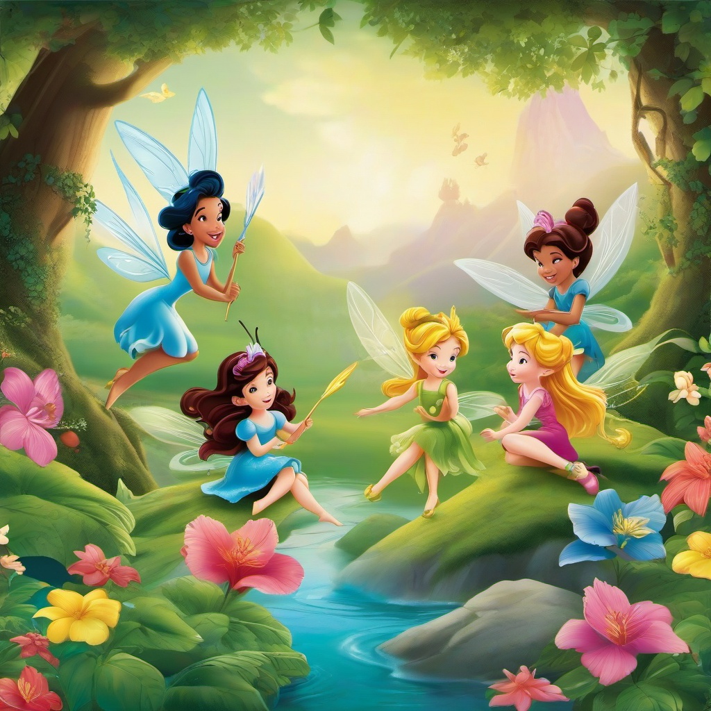 Disney clipart - Disney fairies in a whimsical landscape  