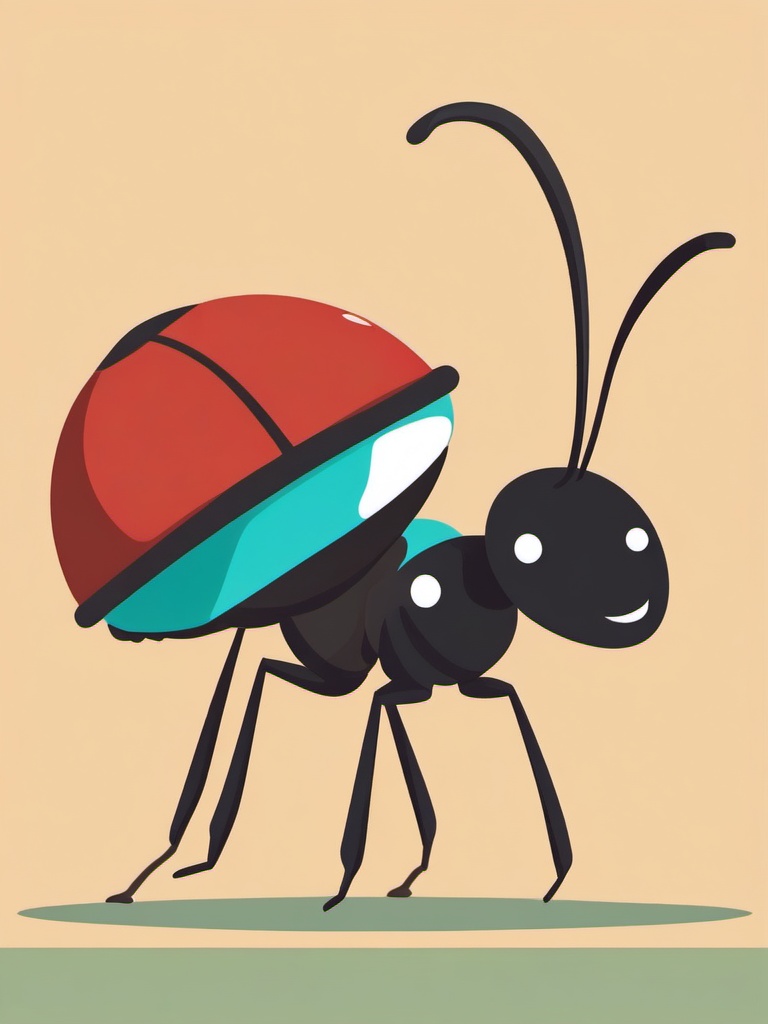 Ant Carrying a Tiny Load Clip Art - Ant diligently carrying a small load,  color vector clipart, minimal style