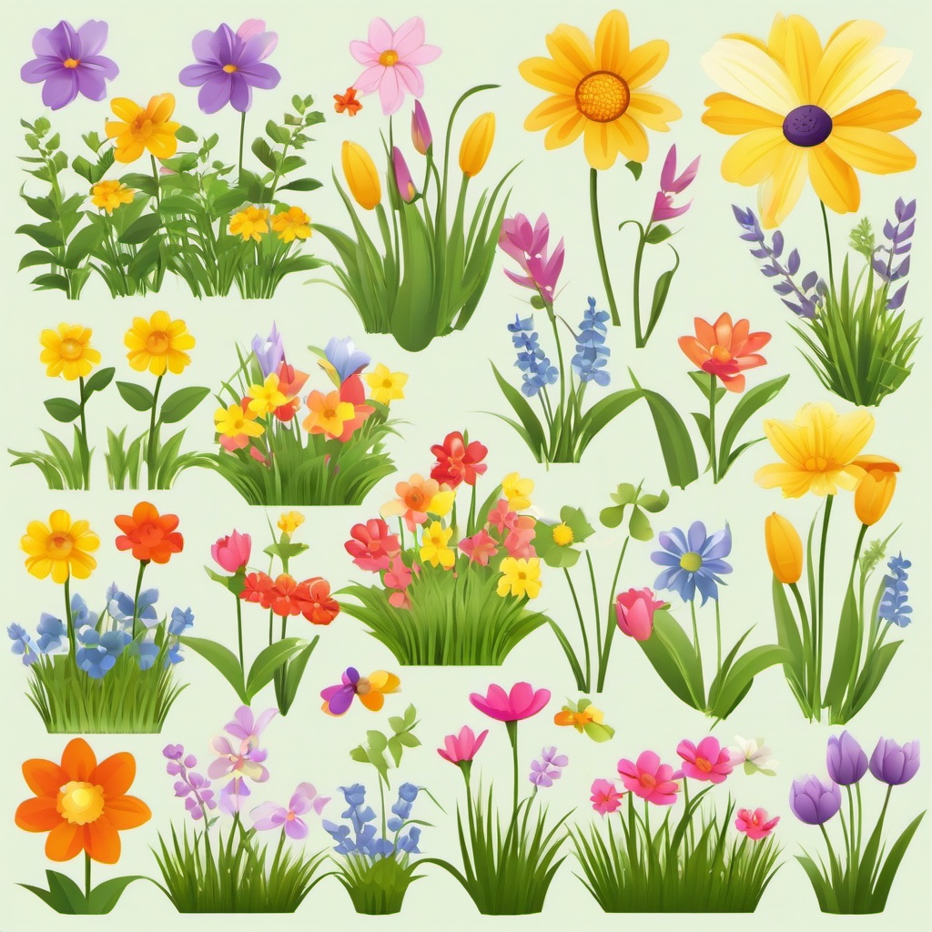 Spring Flower clipart - spring meadow scene  clipart