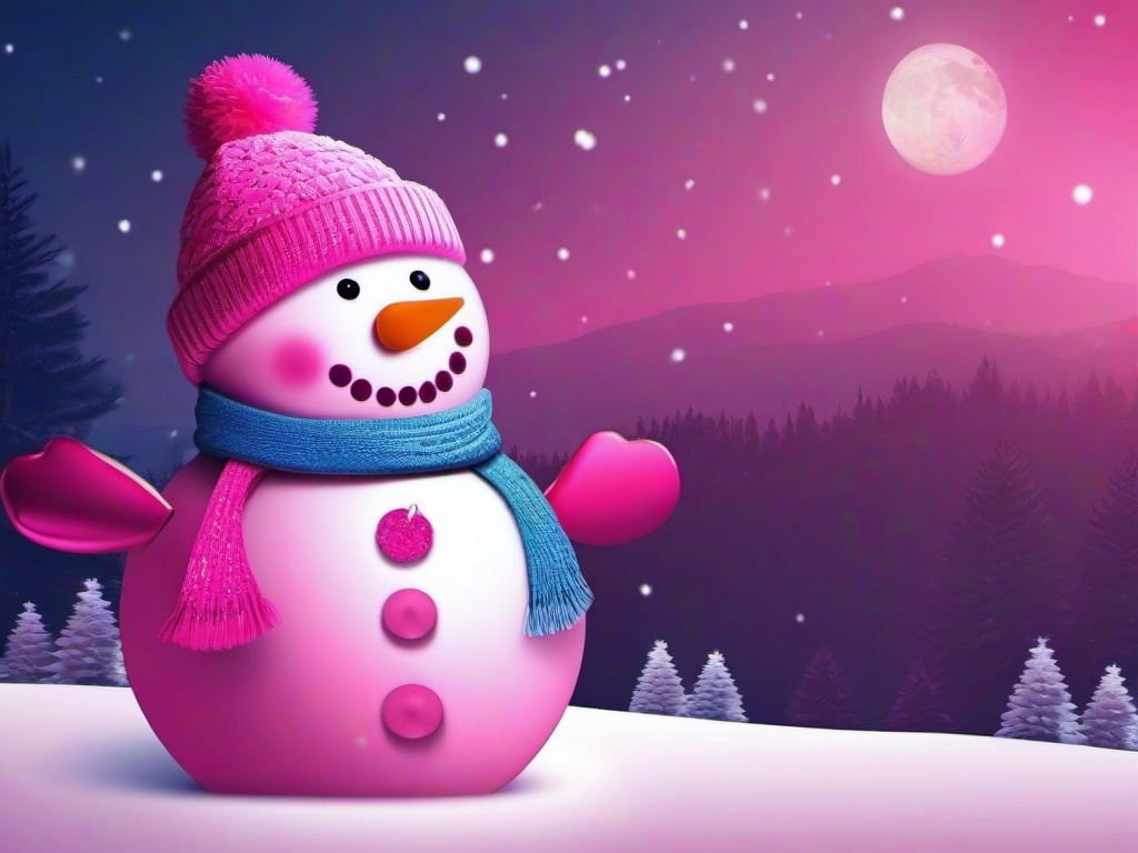 Pink Snowman Wallpaper  