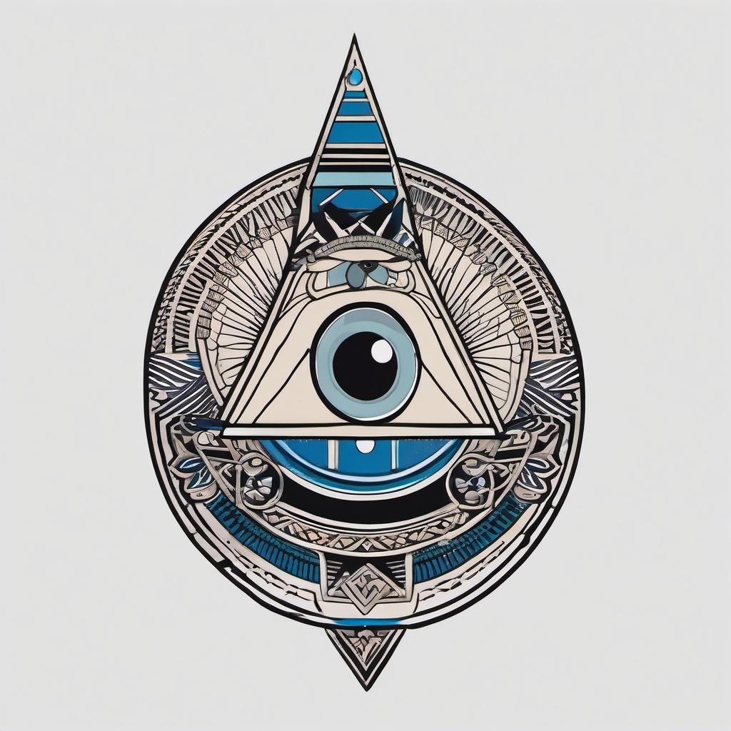 egyptian evil eye tattoo  simple color tattoo,minimal,white background