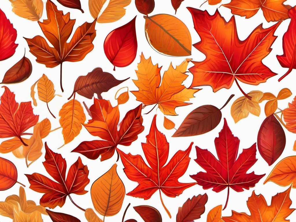 Autumn Leaf clipart - vibrant red and orange leaves  