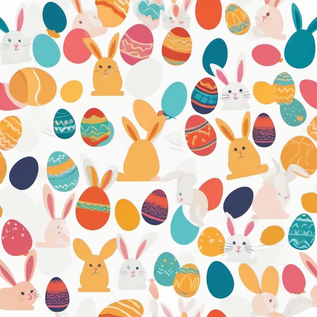 Rabbit clipart - rabbit with colorful Easter eggs  color,minimalist,vector clipart