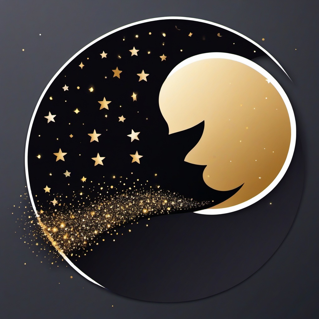 Moon with Stars Sticker - Crescent moon accompanied by sparkling stars, ,vector color sticker art,minimal