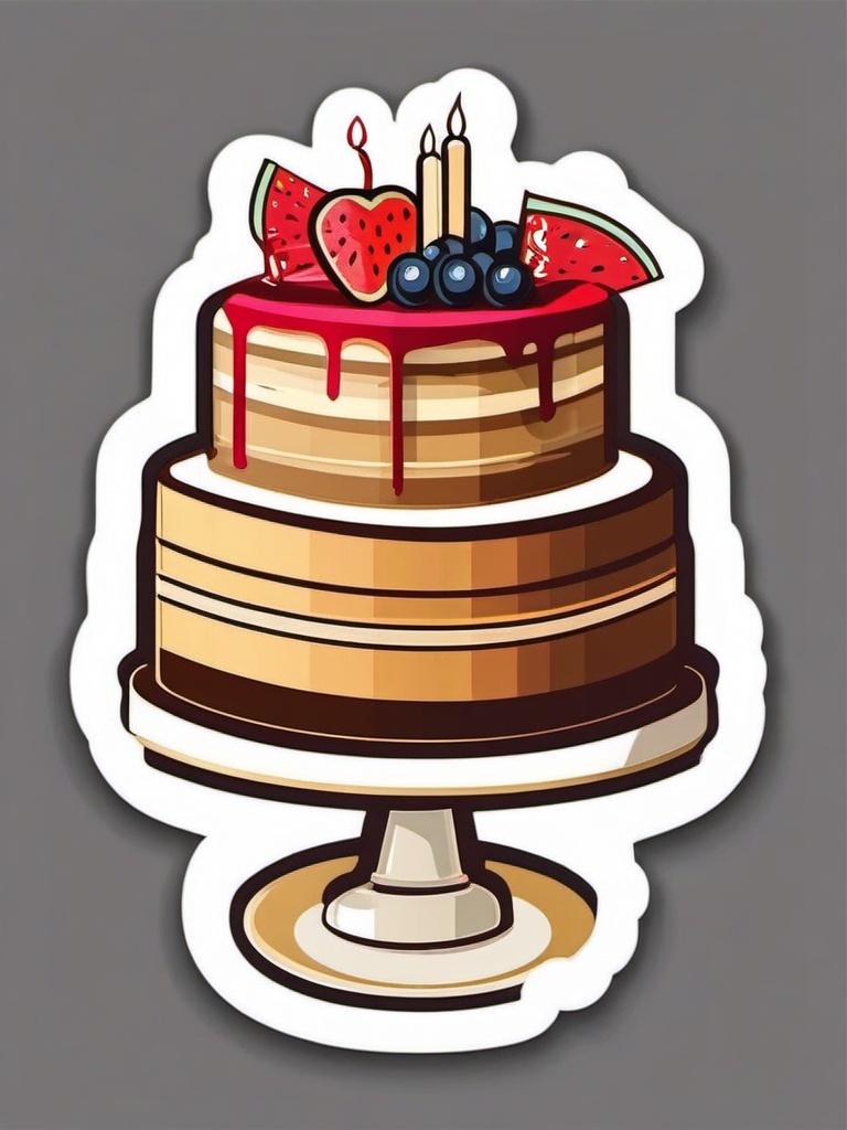 Cake Slice Celebration Sticker - Sliced cake for a celebration, ,vector color sticker art,minimal