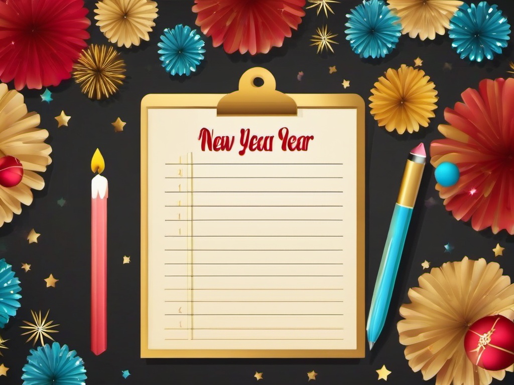 New Year clipart - New Year’s resolution list on a table  