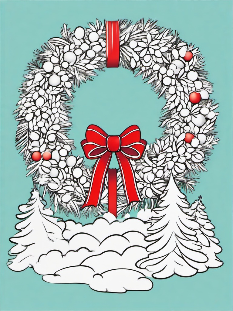 Christmas Wreath Coloring Page  outling,coloring pages,black and whit