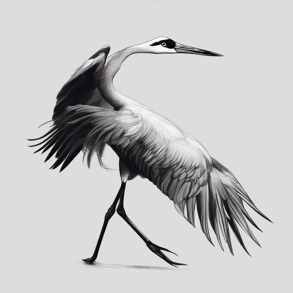 drawing of crane  minimal rough sketch scribbles,doodles,black and white