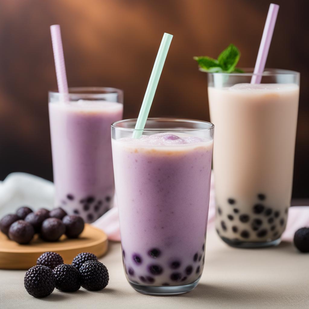 taro bubble tea, a sweet and creamy taro-flavored drink with tapioca pearls. 