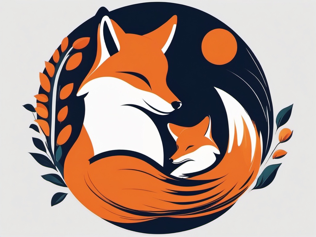 Fruitful Foxes  minimalist design, white background, professional color logo vector art