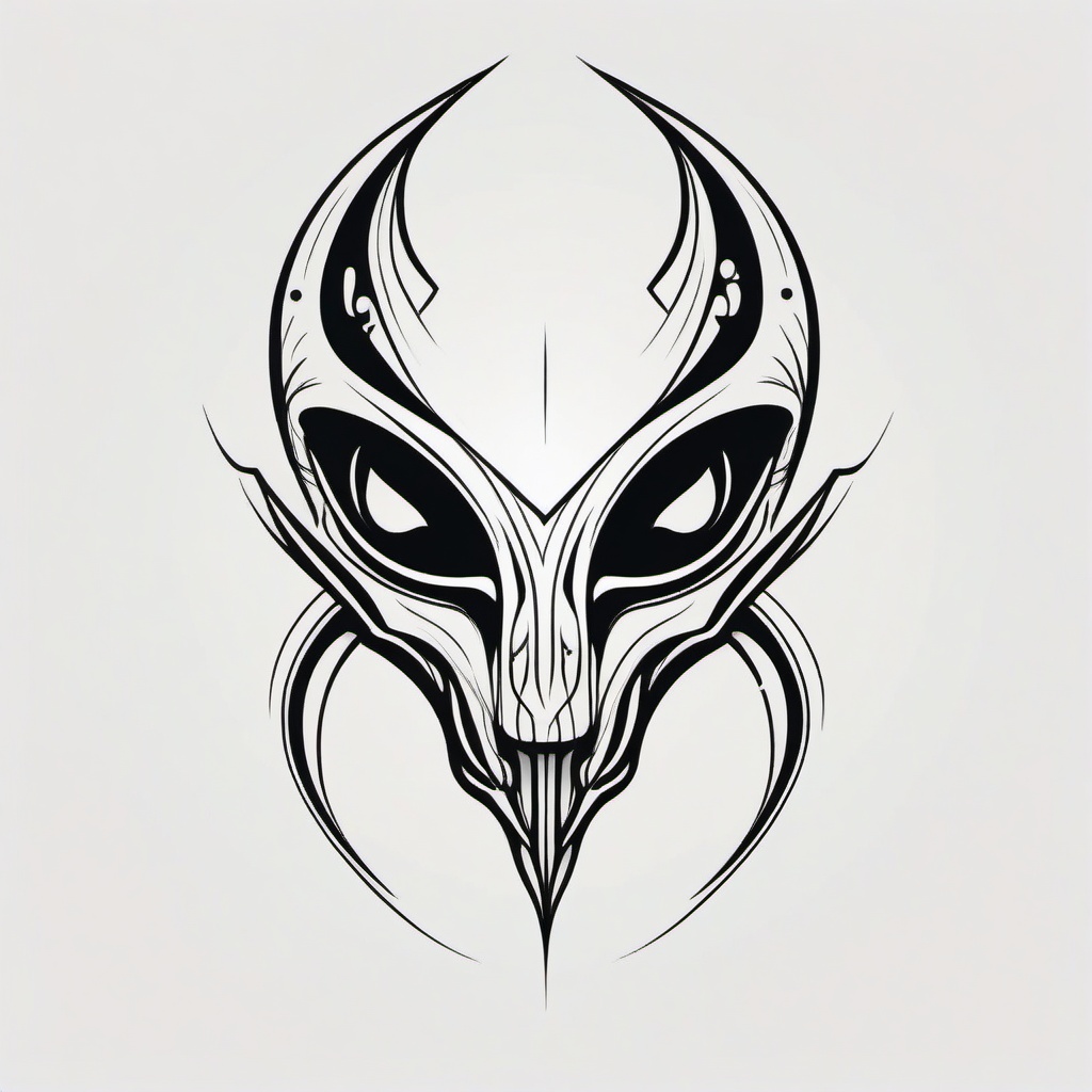 Alien Tattoo Design Minimalist - Embrace simplicity and style with a minimalist alien tattoo design.  simple color tattoo,vector style,white background