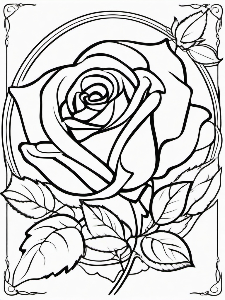 Rose Coloring Pages - Enchanted rose with sparkling petals  simple coloring pages