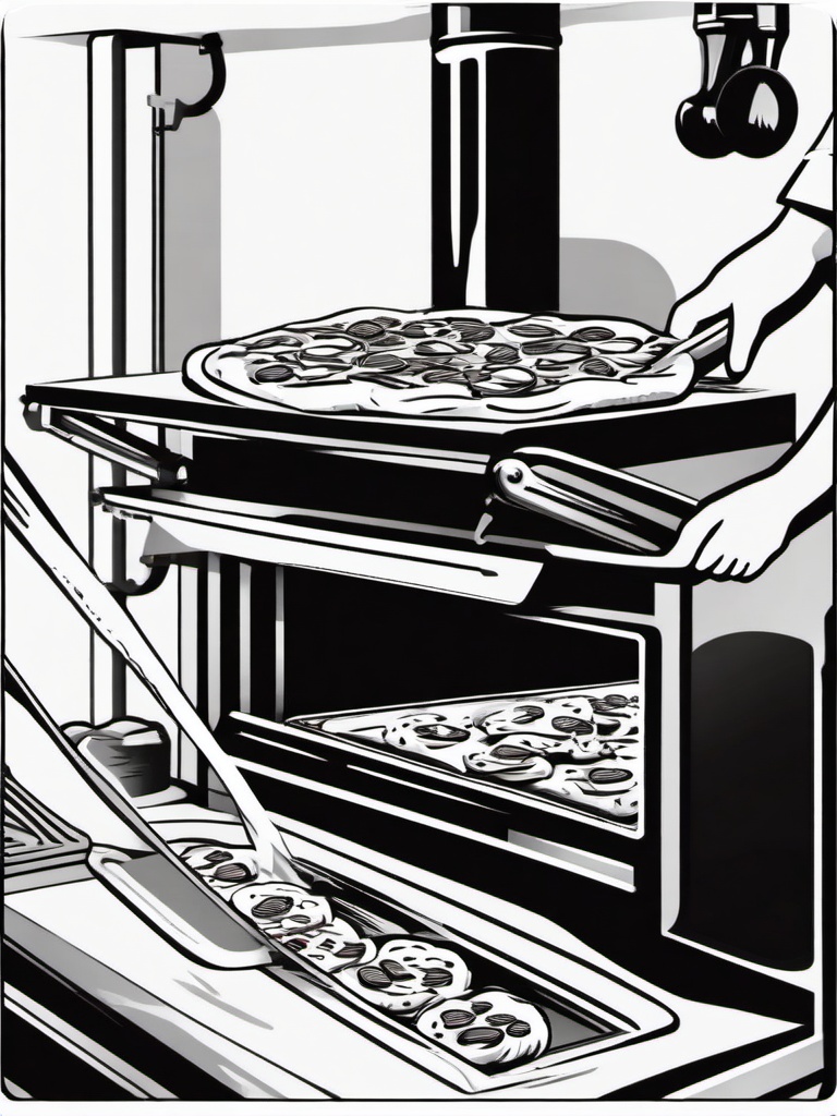 Pizza clipart - pizza being pulled out of the oven  