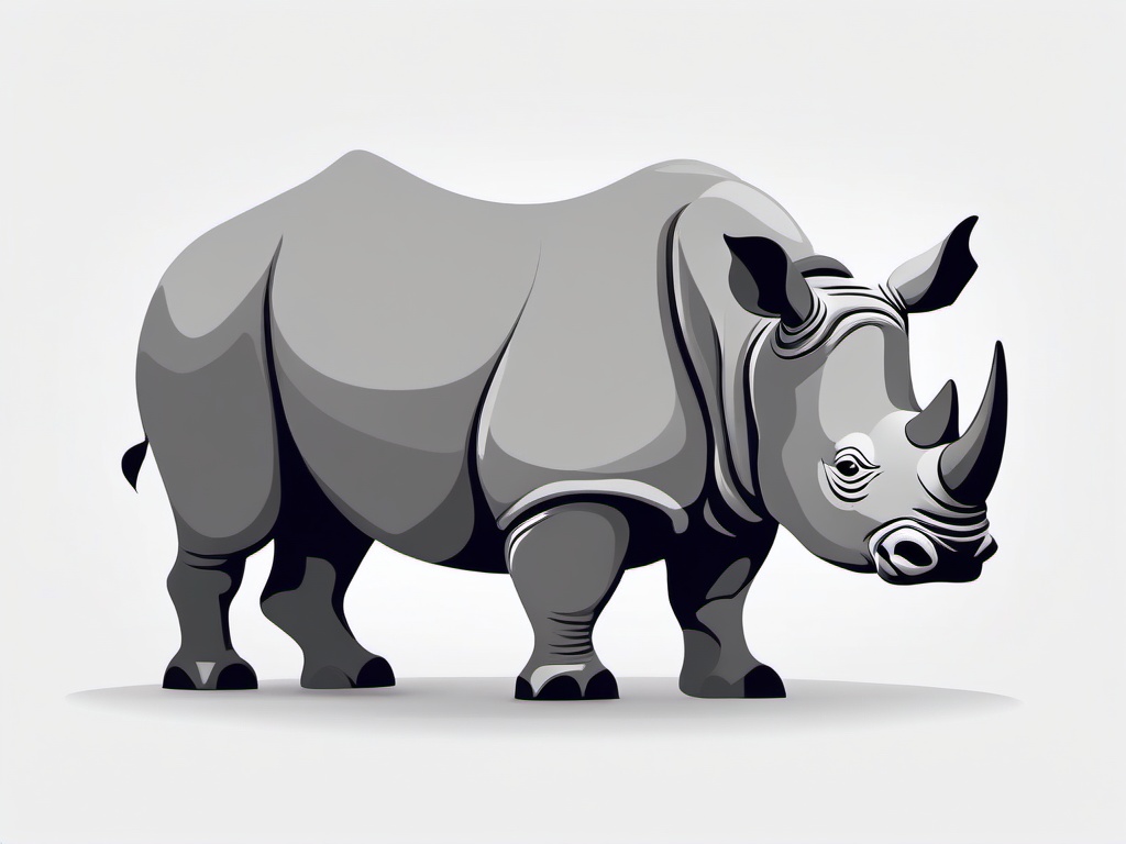 Rhinoceros cartoon  minimal, white background