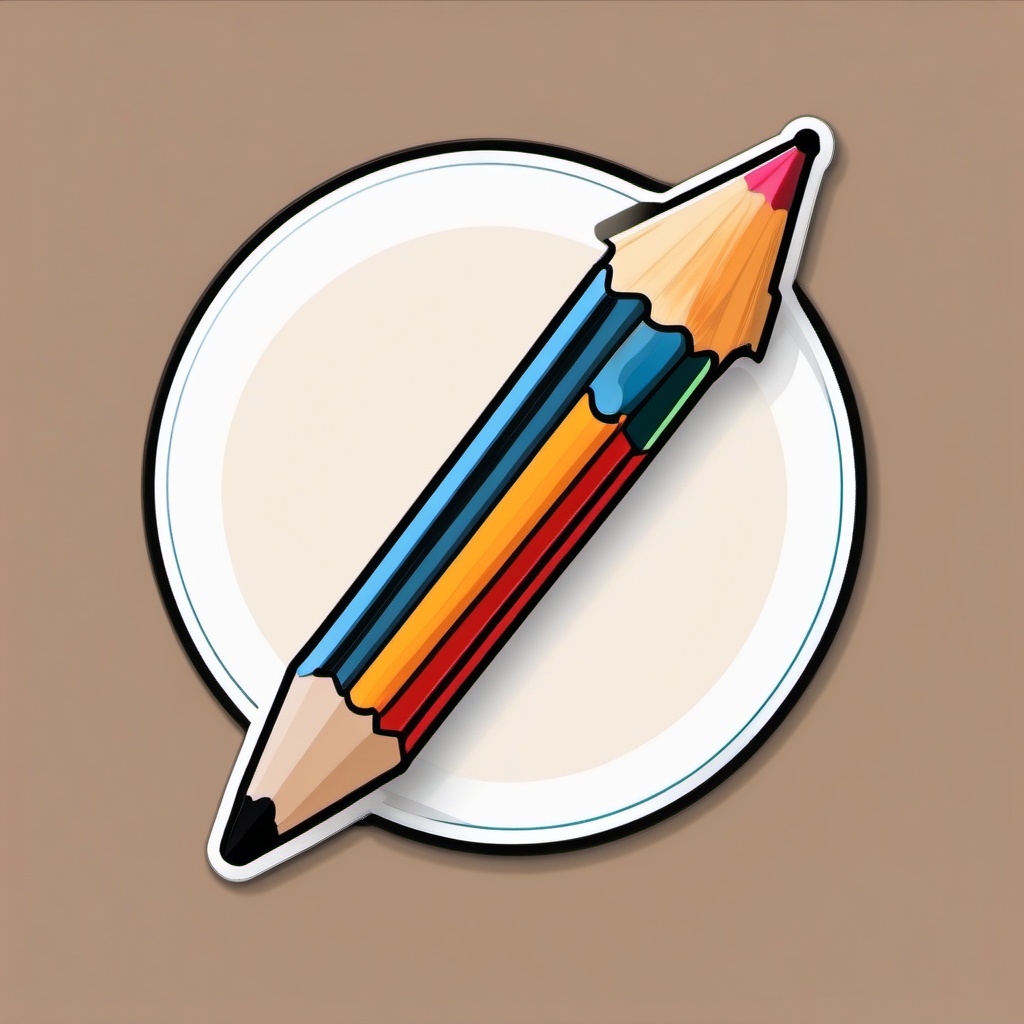 Pencil Sticker - Sharpened pencil illustration, ,vector color sticker art,minimal