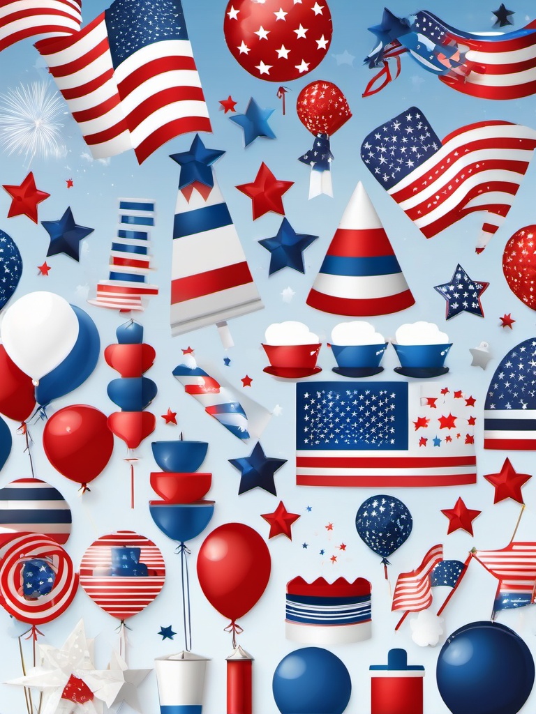 4th of July clipart - red, white, and blue decorations  