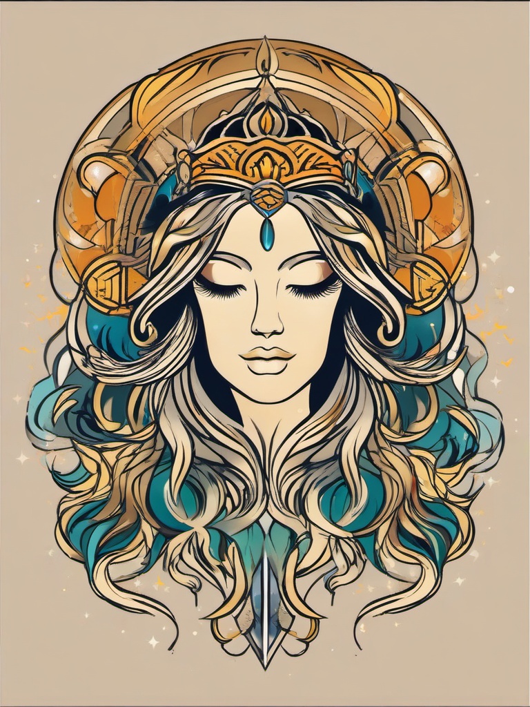 virgo and leo tattoo combined  simple vector color tattoo