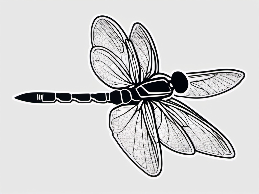 Dragonfly in flight sticker, Delicate , sticker vector art, minimalist design