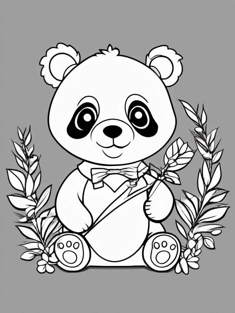 Panda Coloring Pages - Panda waving hello in a friendly greeting  simple coloring pages