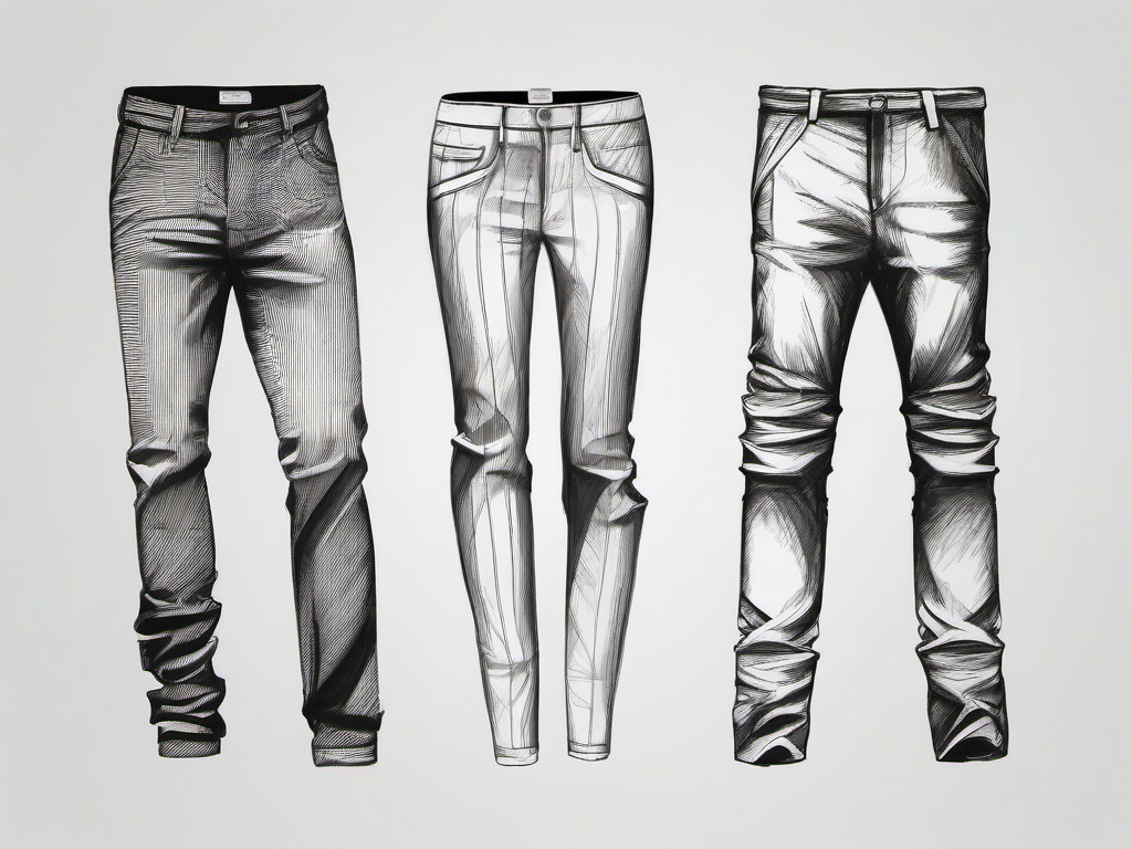 drawing of pants  minimal rough scribbles,doodles,black and white