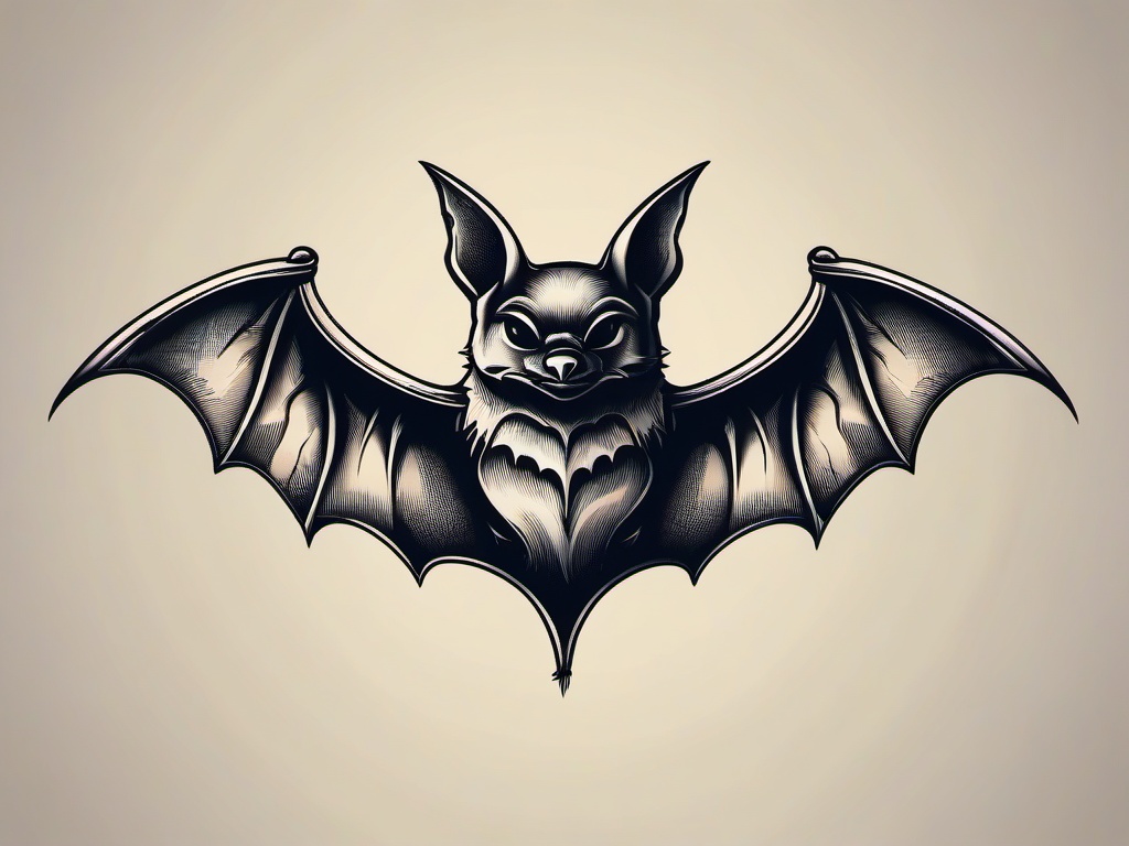 American Traditional Bat Tattoo-Classic and timeless bat tattoo design in the American traditional tattoo style.  simple color tattoo,white background