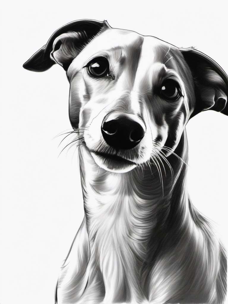 drawing of a Whippet dog  minimal rough sketch scribbles,doodles,black and white