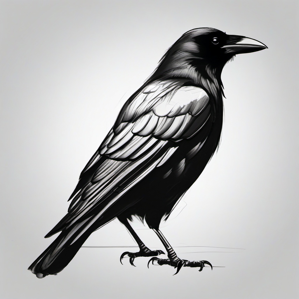 drawing of crow  minimal rough sketch scribbles,doodles,black and white