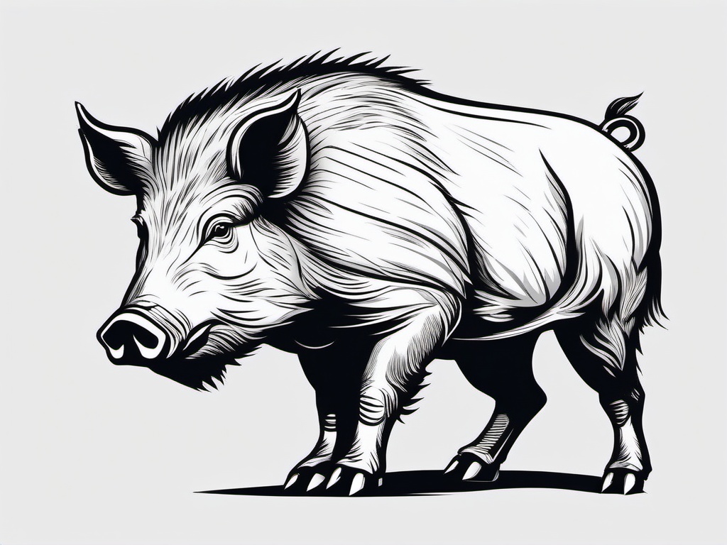 Boar cartoon  minimal, white background