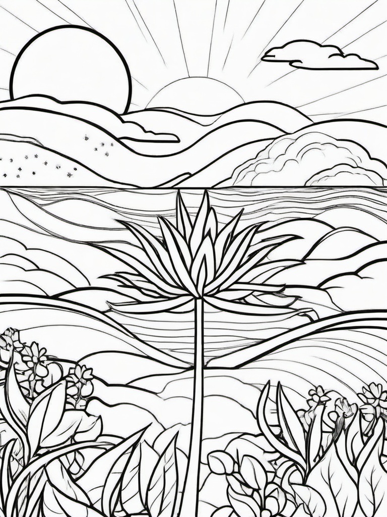 Plant Coloring Pages - Plant in the sunlight  simple coloring pages