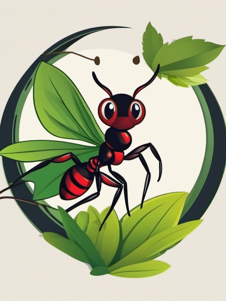 Bullet Ant Sticker - A diligent bullet ant carrying a leaf, ,vector color sticker art,minimal