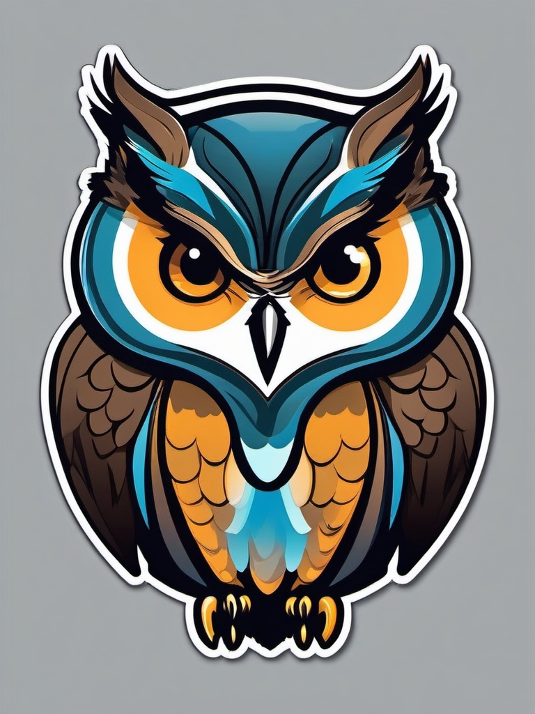 Owl Sticker - A wise owl with piercing eyes. ,vector color sticker art,minimal