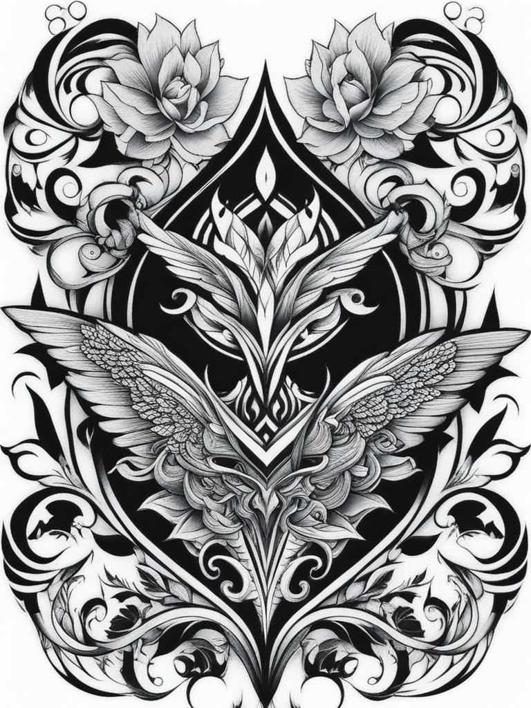 chest tattoos for men black and white design 