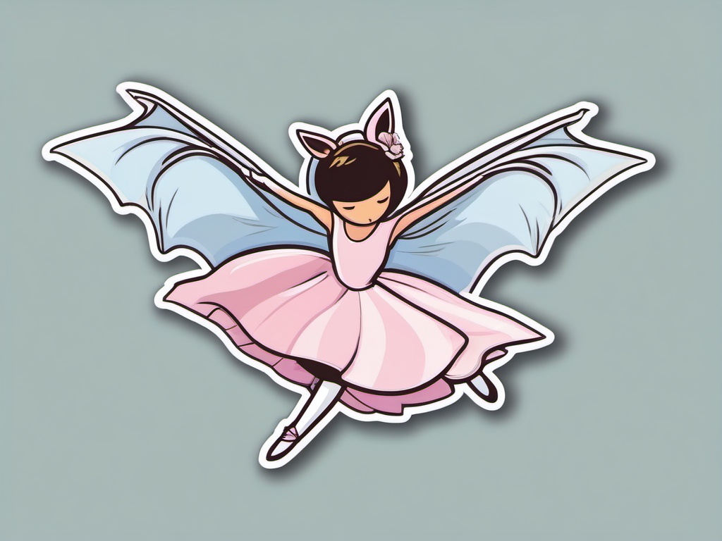 Ballet Bat sticker- Winged Waltz Whimsy, , sticker vector art, minimalist design