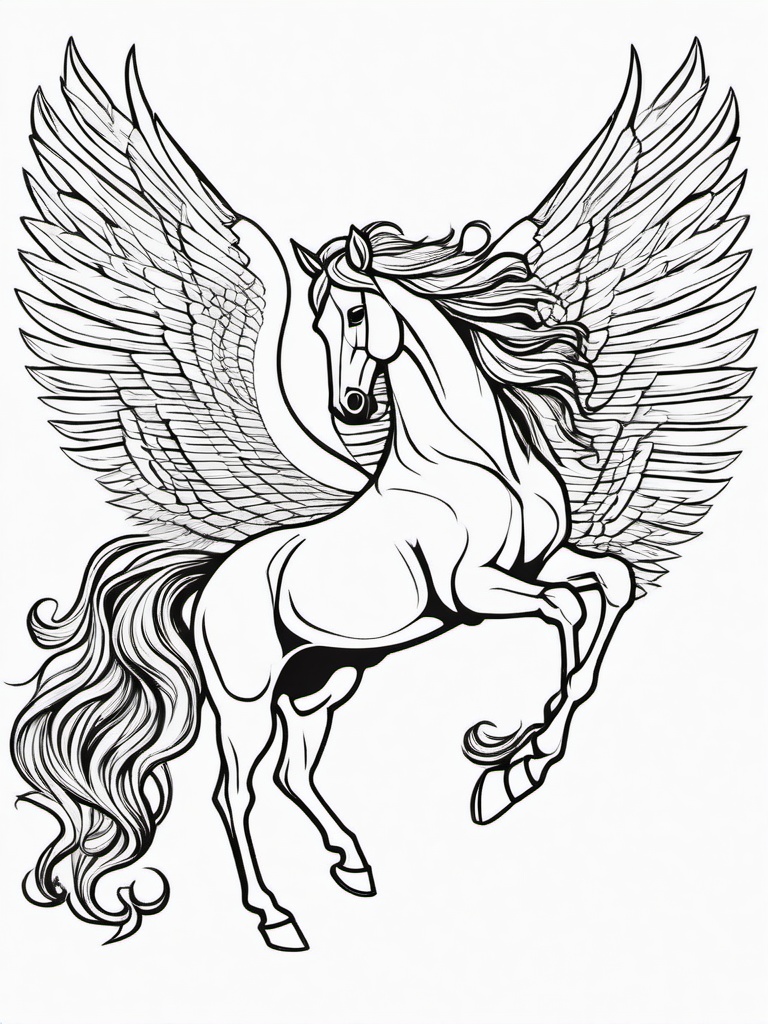 Pegasus Coloring Pages - Majestic Winged Horse of Legend  minimal black outline printable sheet, coloring page