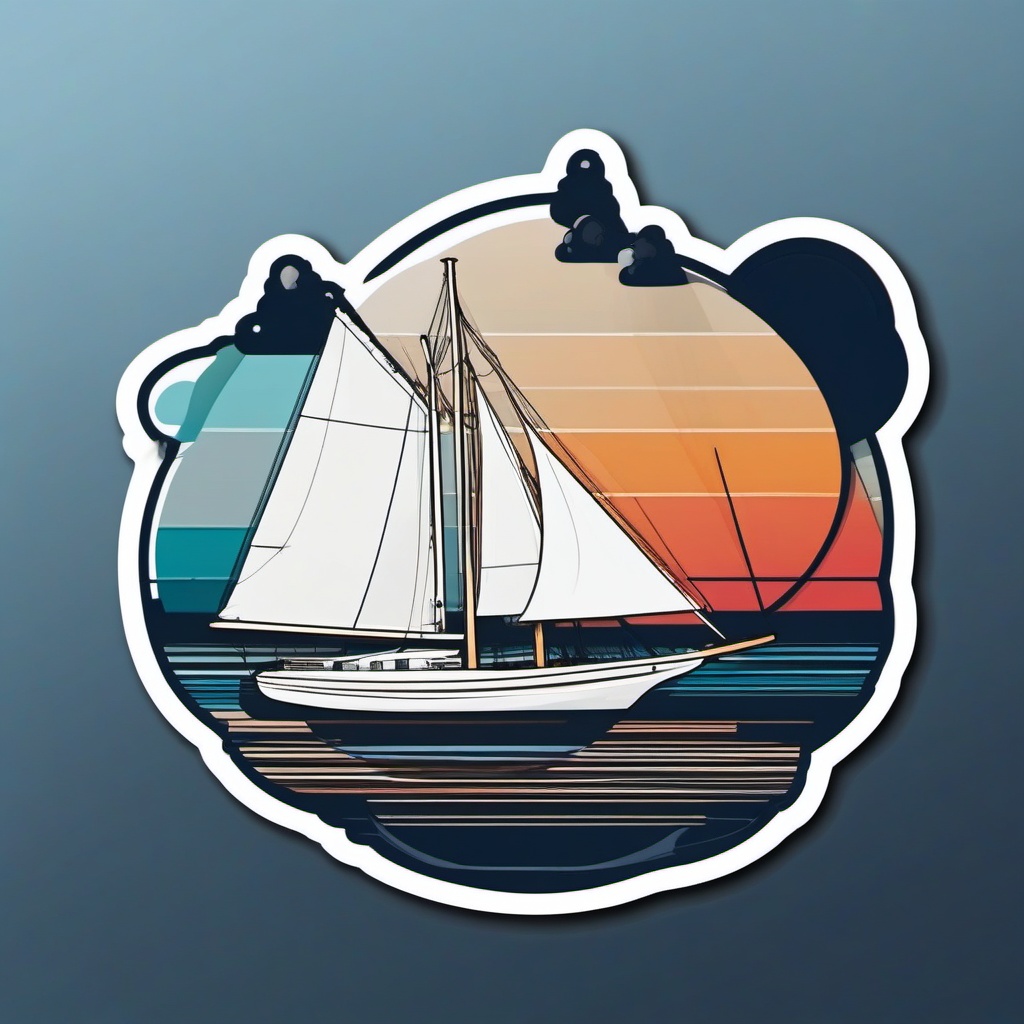 Sailboat Rigging Sticker - Maritime elegance, ,vector color sticker art,minimal