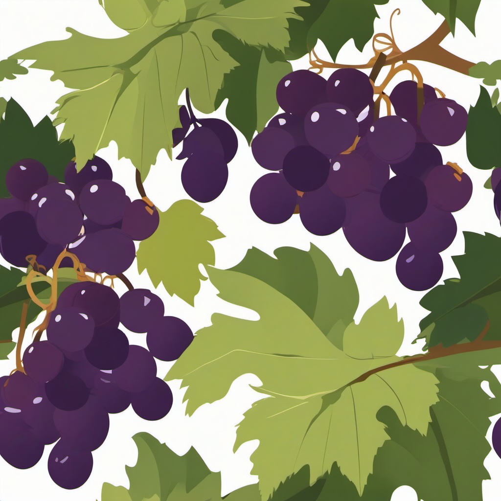 Grape Clusters Hanging Clipart - Clusters of grapes hanging on the vine.  color vector clipart, minimal style