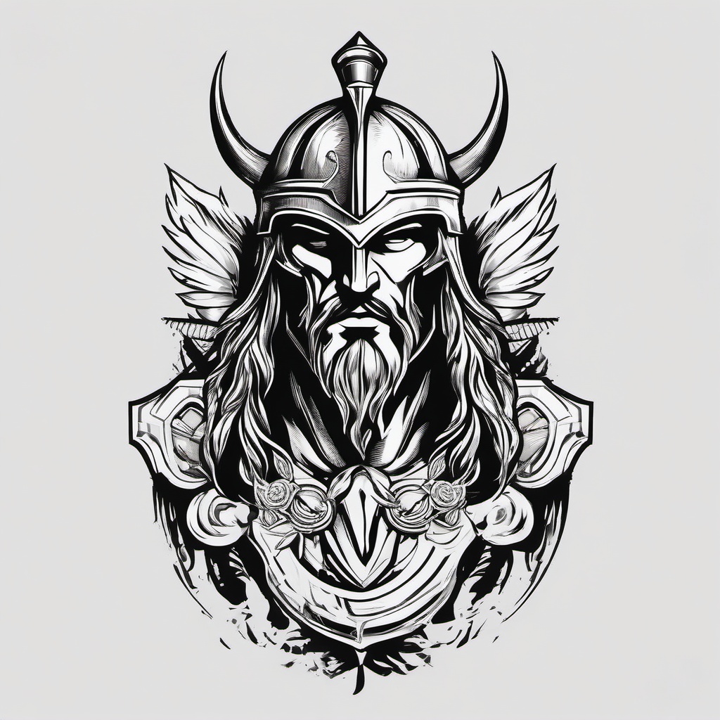 Ares Greek God Tattoo - Embrace the warrior spirit with an Ares tattoo, showcasing the god of war in a powerful and dynamic design.  simple color tattoo design,white background